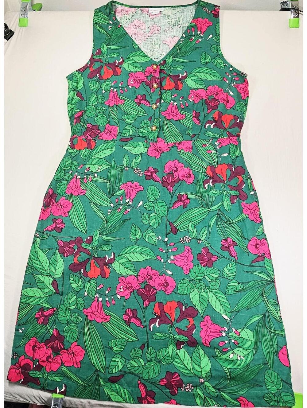 Liz Claiborne Linen Floral Sleeveless Dress - Size L